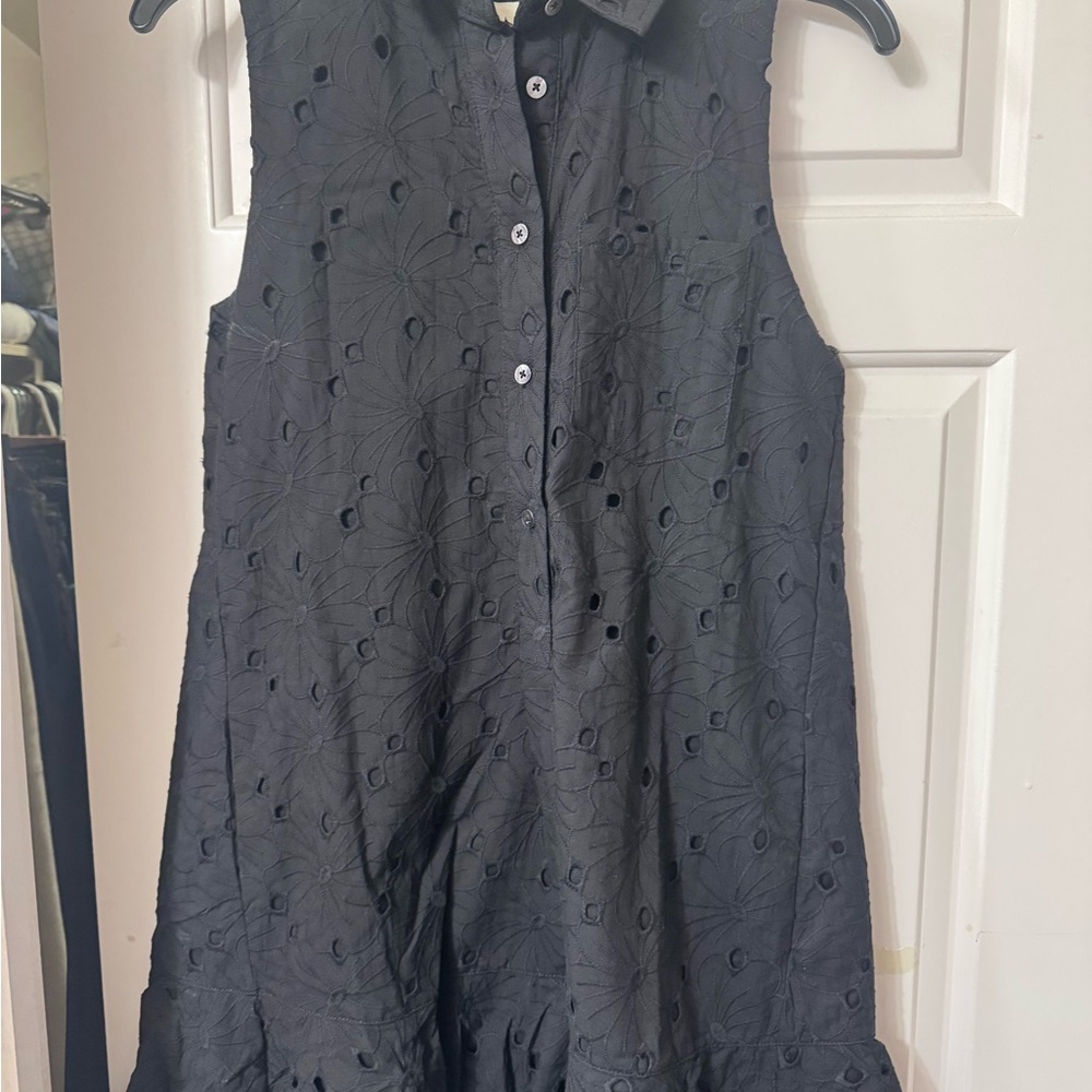 Tuckernuck Black Eyelet Button-Front Dress